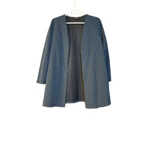 Slinky Brand Blue Geometric Print Open Cardigan Womens Size XS Stretchy Textured
